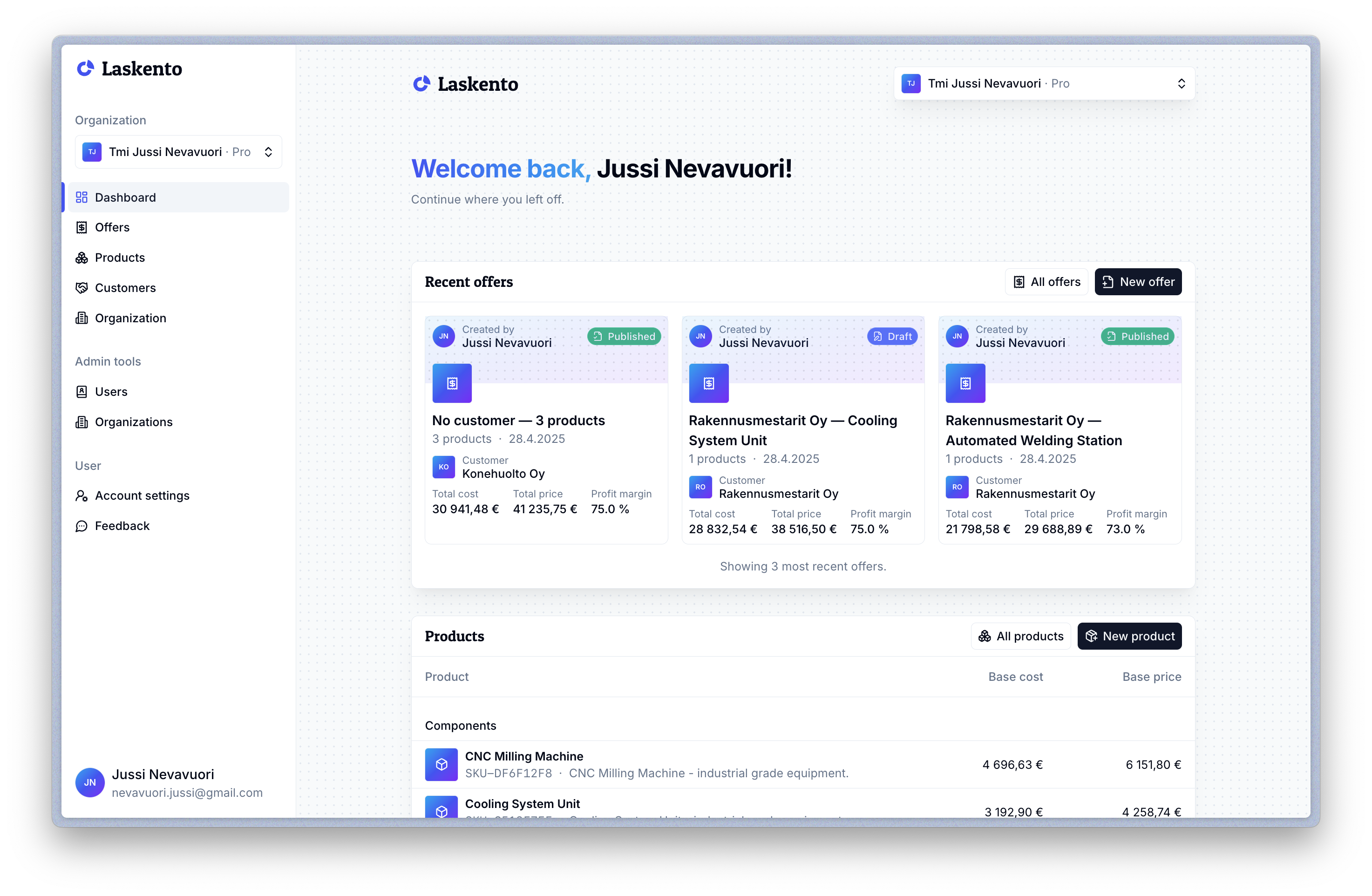 Dashboard screenshot