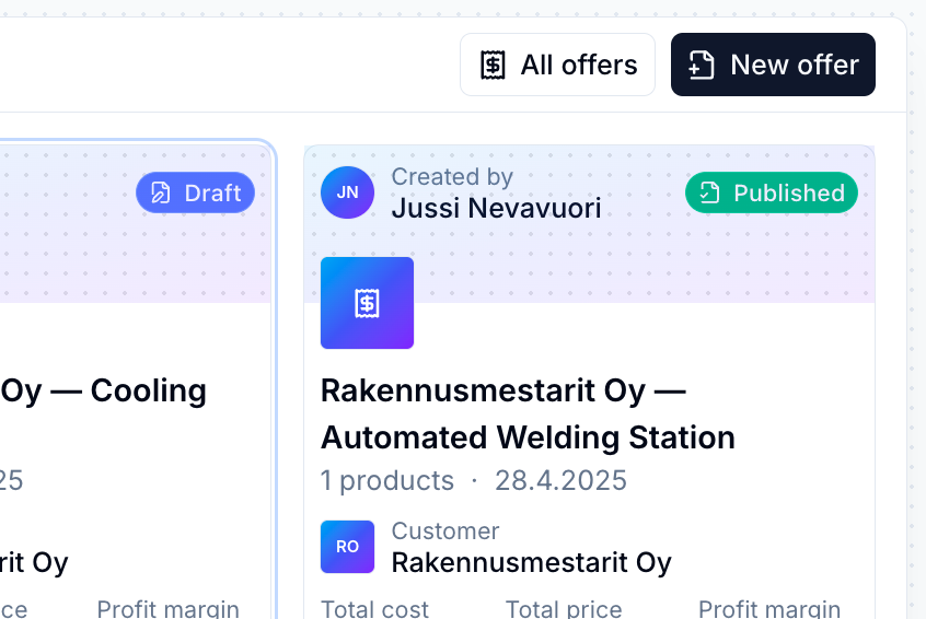 New offer screenshot